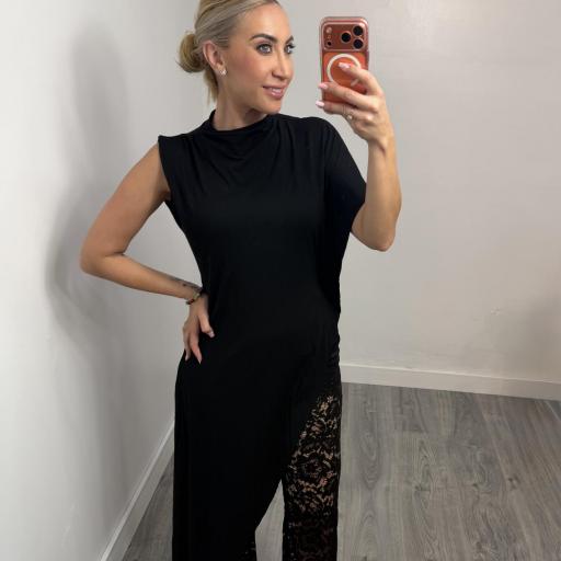 Top Asimétrico Mujer Chic – Camiseta Fluida de Moda Negro