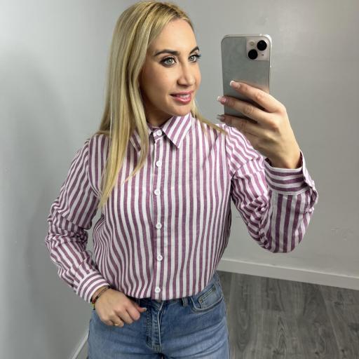 Camisa de rayas mujer burdeos [1]