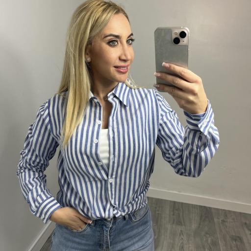 Camisa de rayas mujer azul 