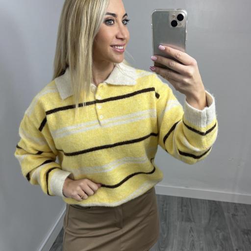 Jersey Polo Mujer Amarillo de Rayas