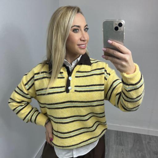 Jersey Polo Mujer Amarillo de Rayas