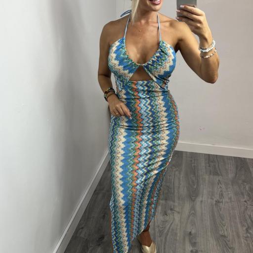 Vestido largo halter  con estampado  para mujer Sayra