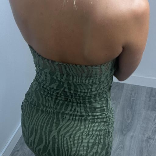Vestido mujer midi verde palabra de honor Daniela [1]