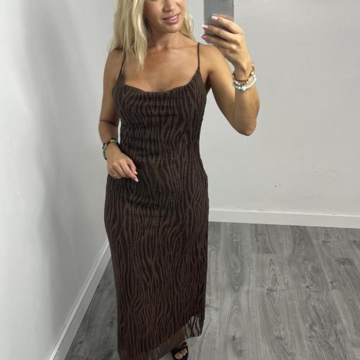 Vestido mujer Midi Animal Print NOVA marrón 