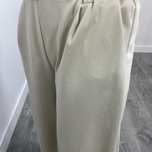 Pantalón palazzo elástico de mujer Beige  [2]