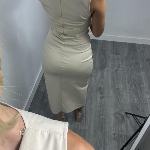 Vestido  Mujer Midi beige  con botones Genoveva [1]