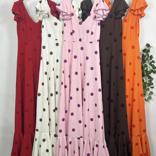 Bata Rociera de Lunares Elástica para Mujer – Vestido Flamenca Largo con Volantes Alice [3]