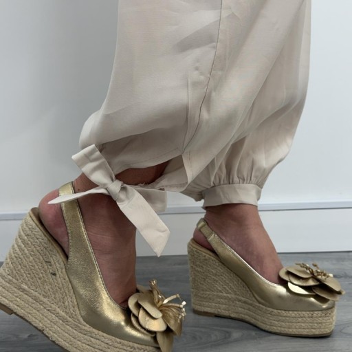 Pantalón bombacho mujer estilo boho chic Beige [2]