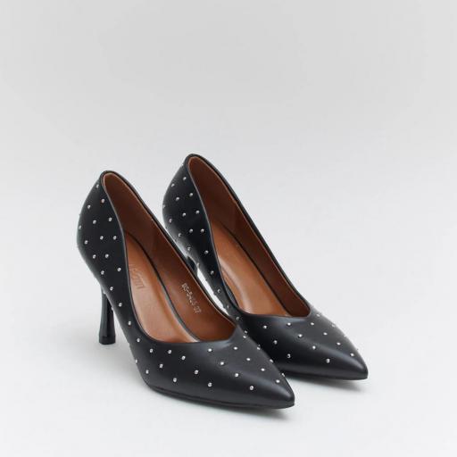 Stiletto mujer con pequeñas tachuelas metálicas Sarma Negro [1]