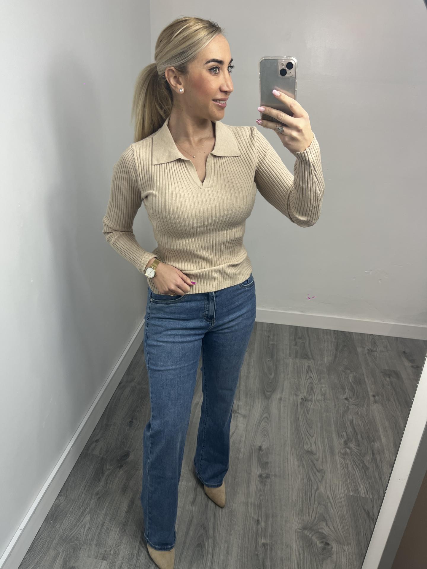 Pantalón vaquero elástico mujer corte regular