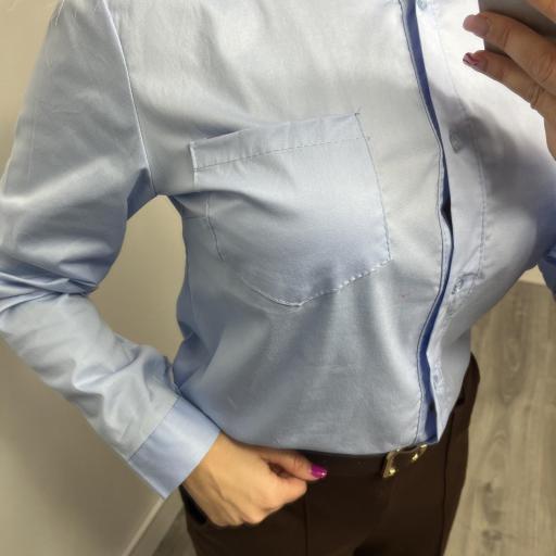 Camisa Mujer Celeste con bolsillo [1]