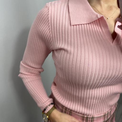 Jersey  Mujer polo de punto canalé  Rosa [1]