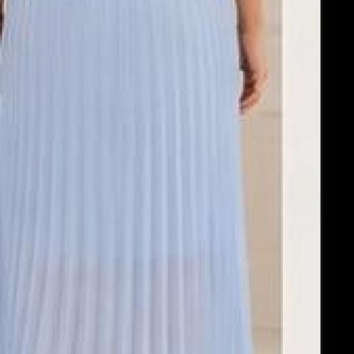 Vestido Celeste Plisado Elegante Invitada |Malika [2]