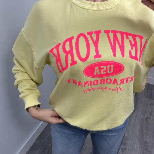 Sudadera Oversize Mujer Amarilla New York [1]