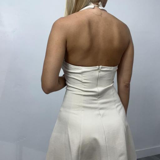 Vestido  Utah Elegante corto con tirantes halter Beige [2]