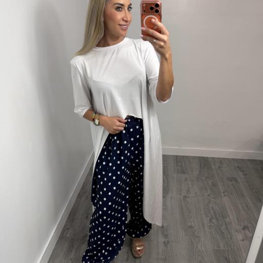 Pantalón Fluido Bombacho de Lunares | Moda Mujer Azul Marino [0]