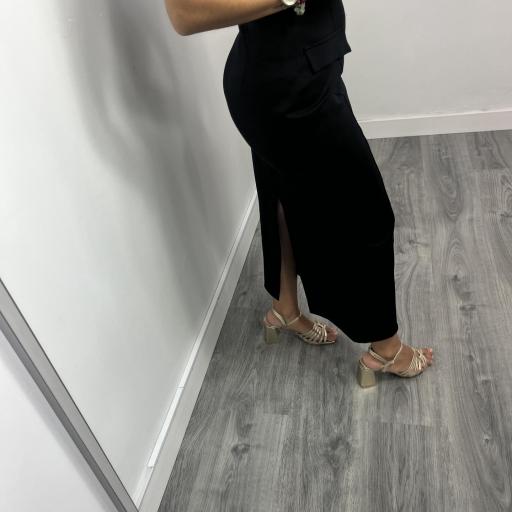 Vestido tubo marrón elegante midi Mónaco Negro [2]