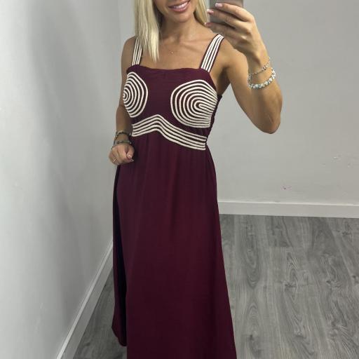 Vestido mido boho chic Evelin Burdeos