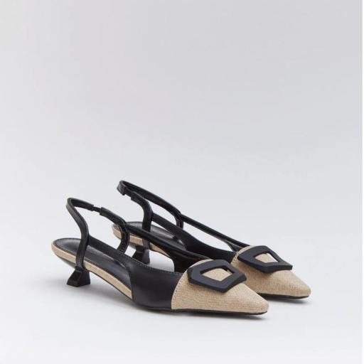 Zapato destalonado elegante tacón bajo Negro [1]