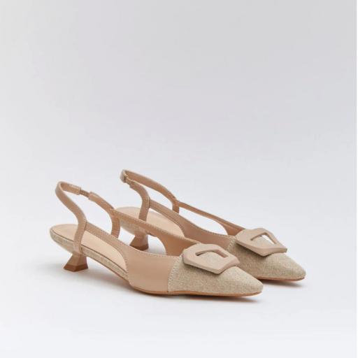 Zapato destalonado elegante tacón bajo Beige [1]