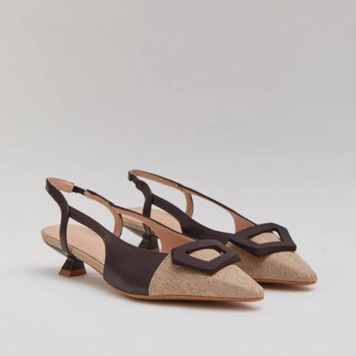 Zapato destalonado elegante tacón bajo Marrón  [1]