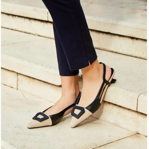 Zapato destalonado elegante tacón bajo Negro