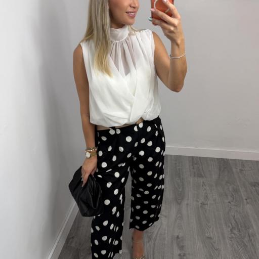 Blusa Laxis Elegante de Gasa con Lazada |Blanco [0]