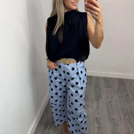 Blusa Laxis  Elegante de Gasa con Lazada |Marino [0]