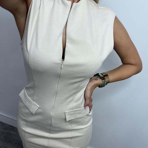 Vestido  Mujer Tubo  Elegante Midi Mónacon beige [2]
