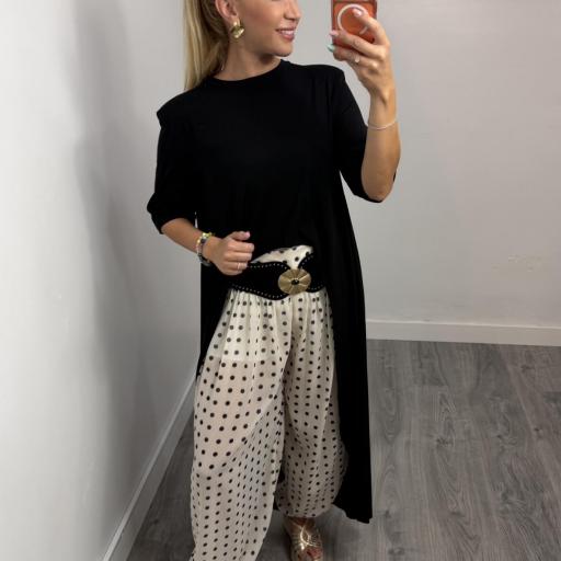 Pantalón Bombacho de Lunares Blanco y Negro para Mujer [0]