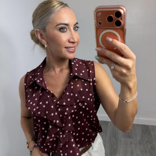 Blusa de Lunares Mujer con Volantes | Burdeos [0]