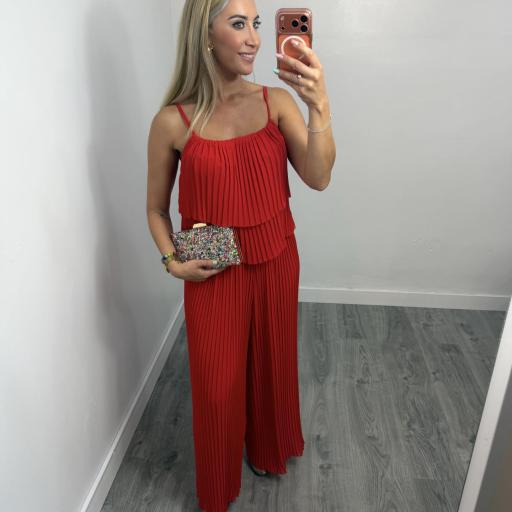 Mono Plisado Mujer Atenea Rojo Elegante Invitada [0]