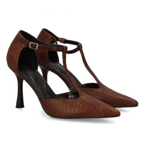 Zapatos de tacón mujer Marrón efecto piel [1]