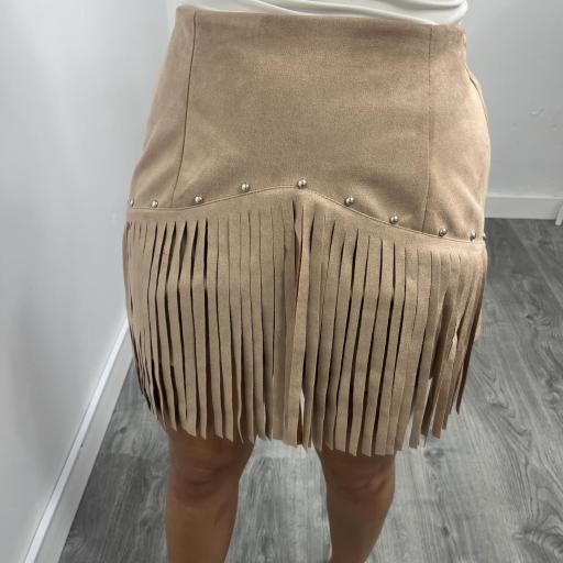 Falda Pantalón Camel con Flecos Mujer [1]