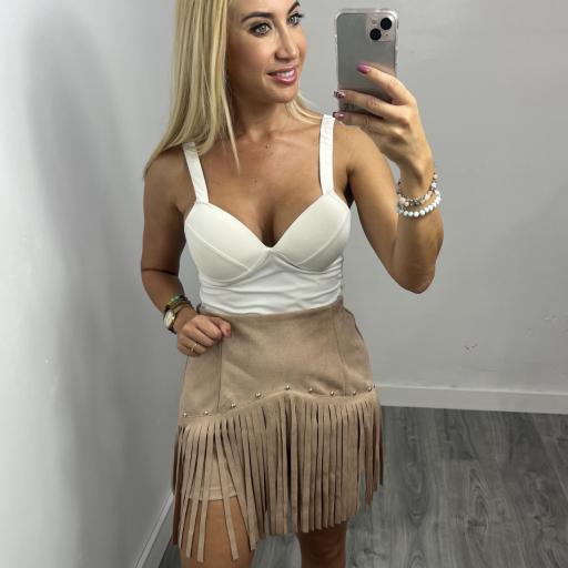 Falda Pantalón Camel con Flecos Mujer [0]