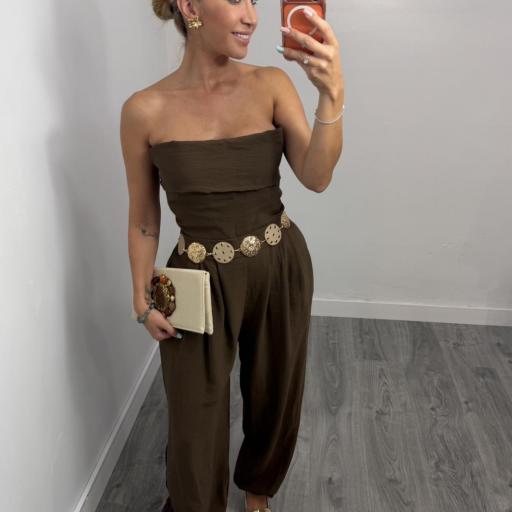 Mono Largo Marrón Chocolate Elegante para Mujer – Escote Convertible | [0]