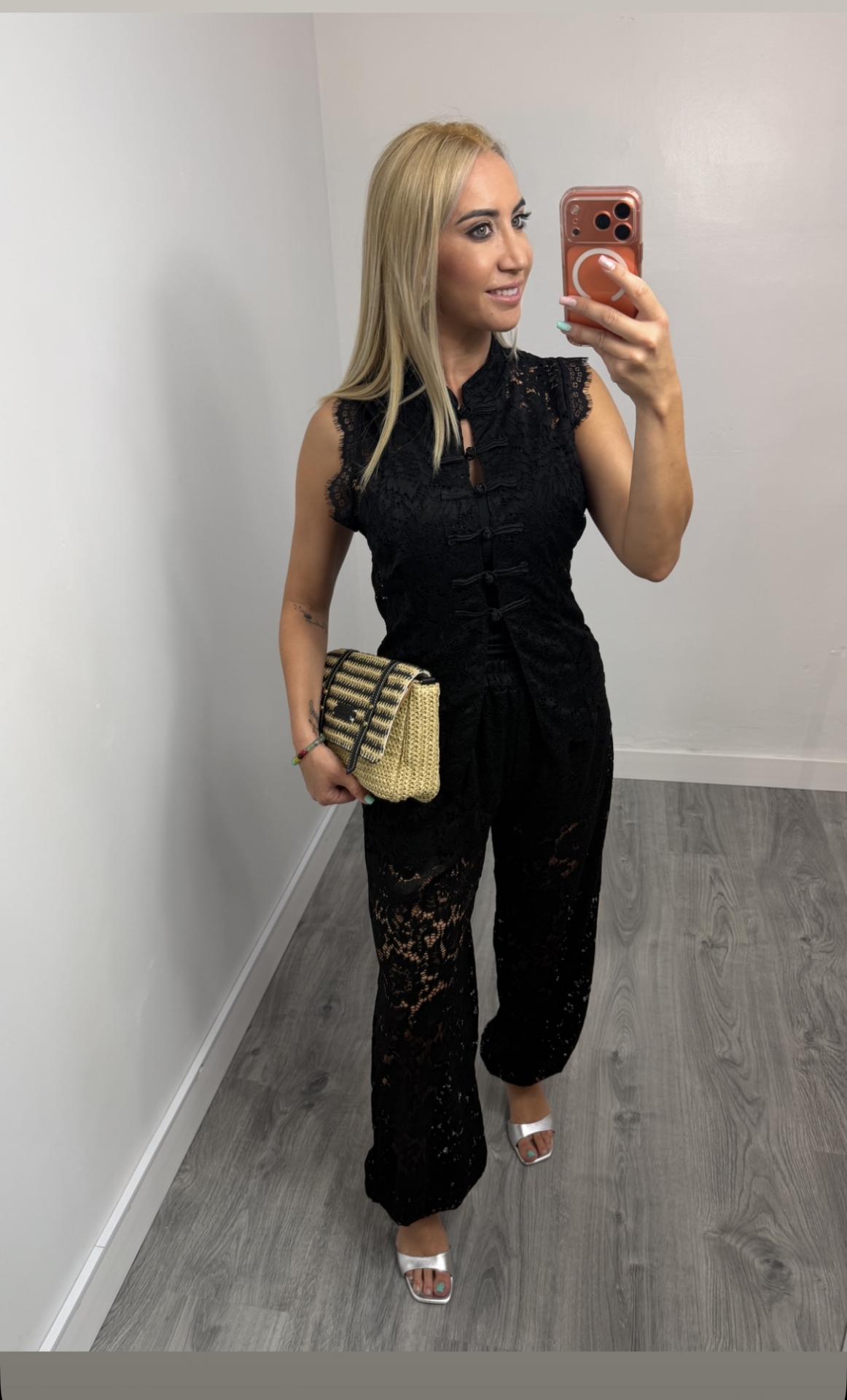Pantalón Balloon de Encaje Negro para Mujer