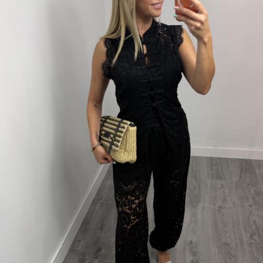 Pantalón Balloon de Encaje Negro para Mujer [0]
