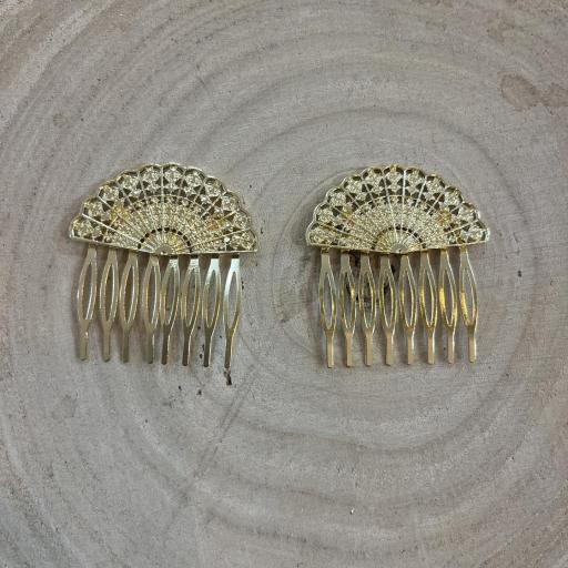 Peina Flamenca Dorada Abanico 