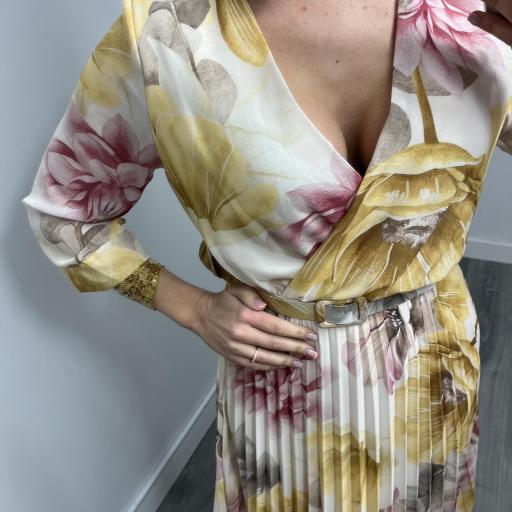 Vestido Midi Floral Elegante para Invitadas Amarillo [2]