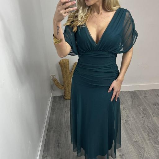 Vestido Elegante Verde Cataleya Verde Petroleo