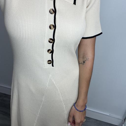 Vestido Mujer punto corte Midi Celina Beige [1]