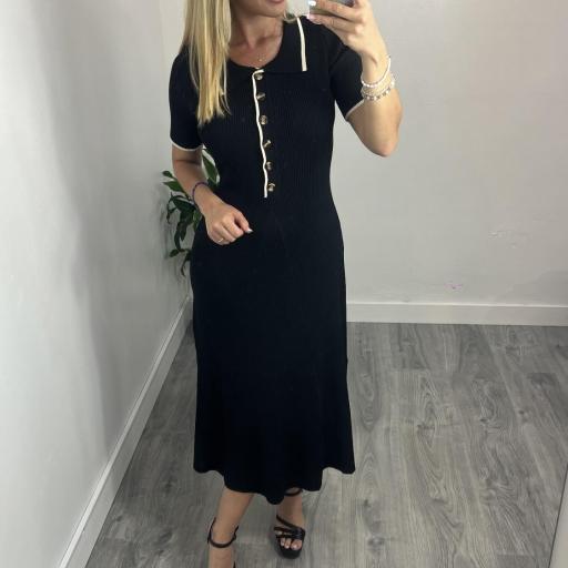Vestido Mujer punto corte Midi Celina Negro [0]