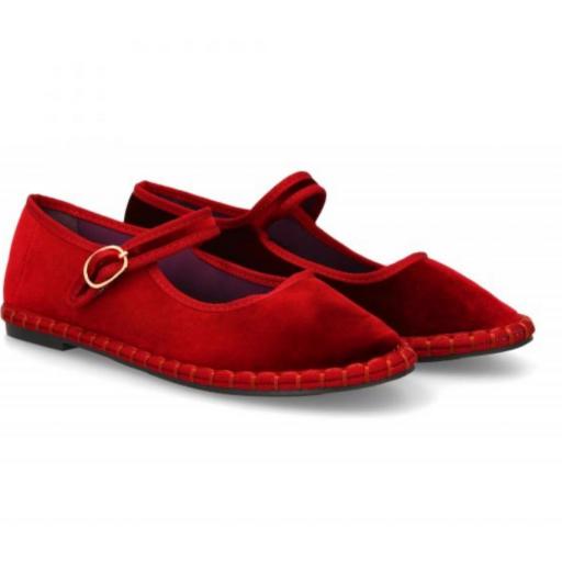 Bailarina con estampado liso para mujer rojo