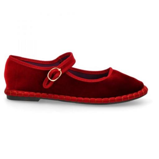 Bailarina con estampado liso para mujer rojo [0]