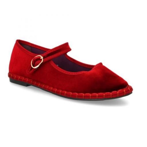Bailarina con estampado liso para mujer rojo [2]