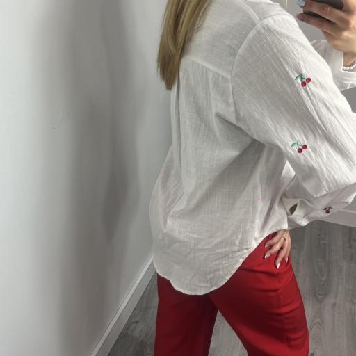 Blusa Mujer Bordada Cereza blanco [2]