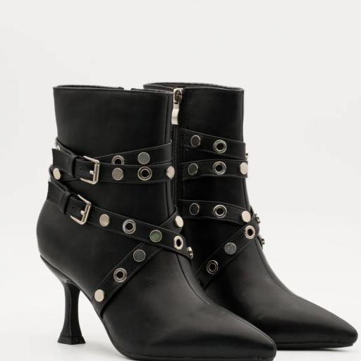 Botines mujer con tachuelas negro [0]