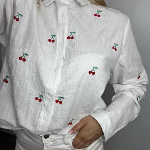 Blusa Mujer Bordada Cereza blanco [1]