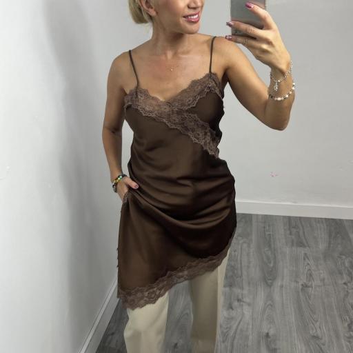 Vestido Lencero mujer marrón